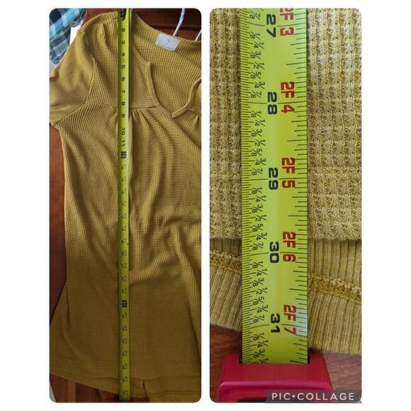 Anthropologie T. la Women's Waffle Knit Tunic Top Sz Medium Boho Relaxed Thermal - Picture 12 of 12